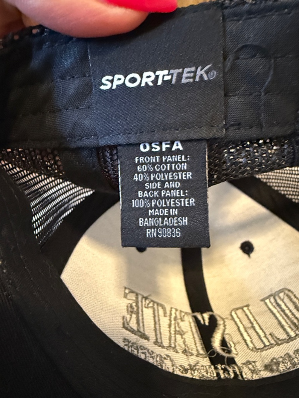 Sport-Tek Black Old State Embroidered Trucker Hat - Picture 5 of 6